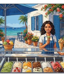 Realistic Mediterranean Gelato Shop Paint By Numbers