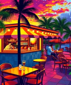 Realistic Miami Sunset Eatery Paint By Numbers