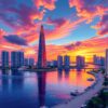 Realistic Miami Tower Sunset Paint By Numbers