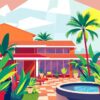 Realistic Midcentury Geometric Lanai Paint By Numbers