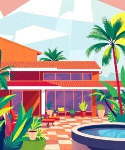 Realistic Midcentury Geometric Lanai Paint By Numbers