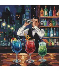 Realistic Midnight Cocktail Scene Paint By Numbers