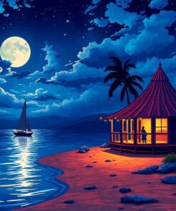 Realistic Midnight Island Rendezvous Paint By Numbers