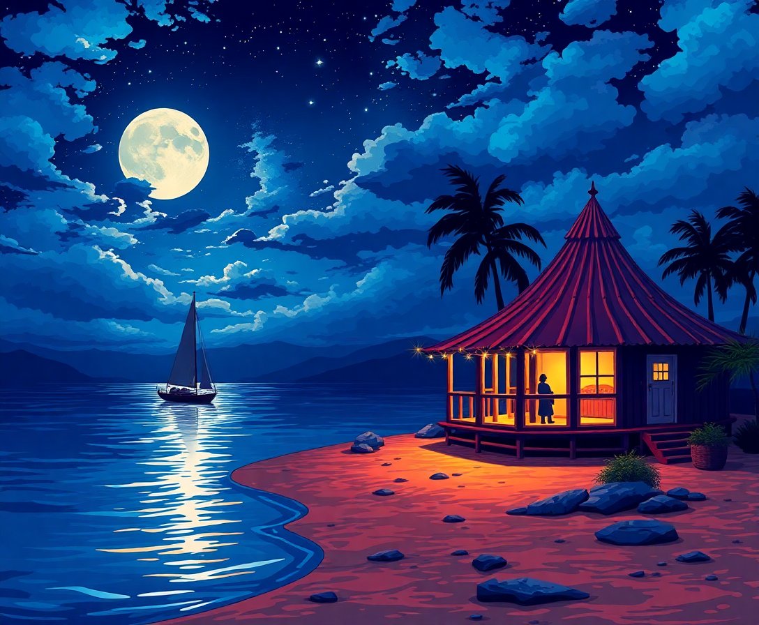 realistic-midnight-island-rendezvous-paint-by-numbers-kit