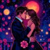 Realistic Midnight Lovers Kiss Paint By Numbers