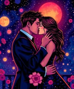 Realistic Midnight Lovers Kiss Paint By Numbers