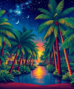 Realistic Midnight Palm Grove Paint By Numbers