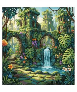 Realistic Monstera Castle Ruins Paint By Numbers