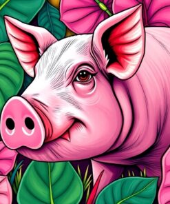 Realistic Monstera Farm Pig Paint By Numbers