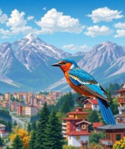 Realistic Mountain City Bird Paint By Numbers