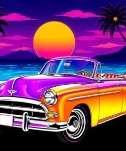 Realistic Neon Coastal Auto Paint By Numbers