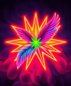 Realistic Neon Feathered Star Paint By Numbers
