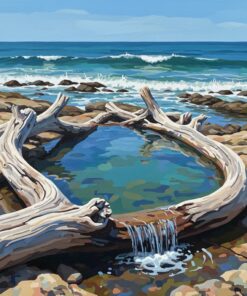 Realistic Ocean Driftwood Pool Paint By Numbers