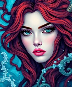 Realistic Ocean Siren Gaze Paint By Numbers
