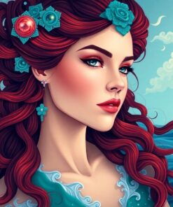Realistic Ocean Siren Portrait Paint By Numbers