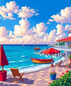 Realistic Oceanfront Rendezvous Paint By Numbers