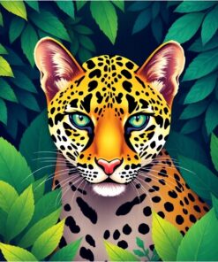 Realistic Ocelot Amidst Ferns Paint By Numbers
