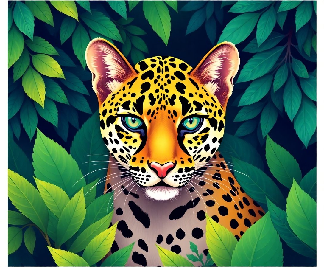 realistic-ocelot-amidst-ferns-paint-by-numbers-kit