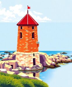 Realistic Octagonal Coastal Tower Paint By Numbers