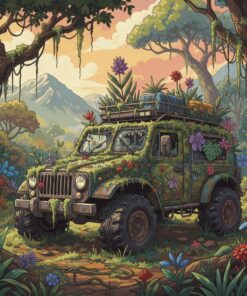 Realistic Overgrown Expedition Rover Paint By Numbers