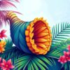 Realistic Palm Frond Cornucopia Paint By Numbers