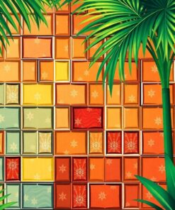 Realistic Palm Glass Bricks Paint By Numbers