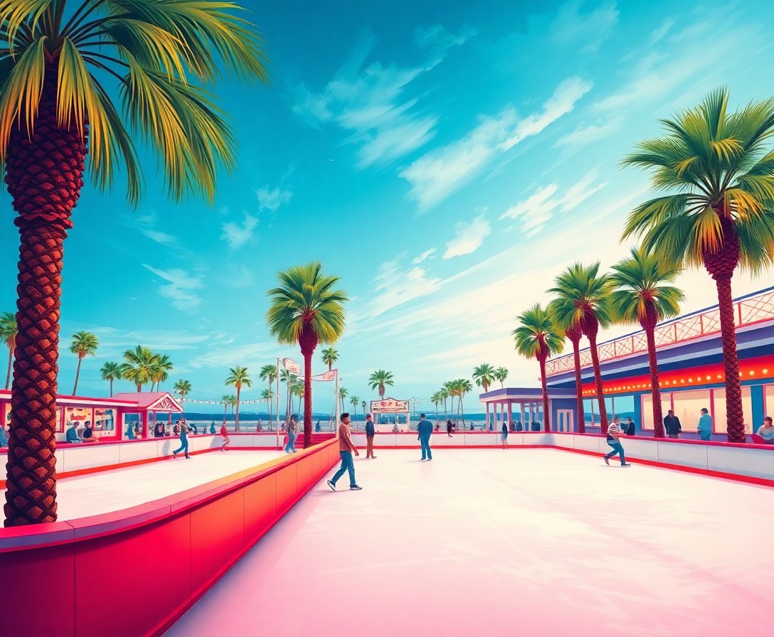 Realistic Palm Rink Polaroid Paint By Numbers Kit completed