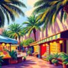 Realistic Palm Shaded Bazaar Paint By Numbers
