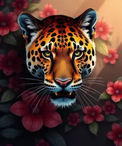 Realistic Panther Floral Shadows Paint By Numbers