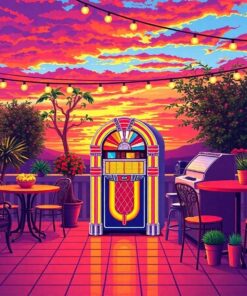 Realistic Patio Jukebox Sunrise Paint By Numbers