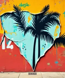 Realistic Peeling Palm Silhouette Paint By Numbers