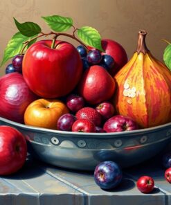Realistic Pewter Fruit Study Paint By Numbers