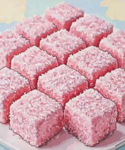 Realistic Pink Coconut Squares Paint By Numbers