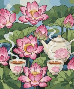 Realistic Pink Lotus Tea Paint By Numbers
