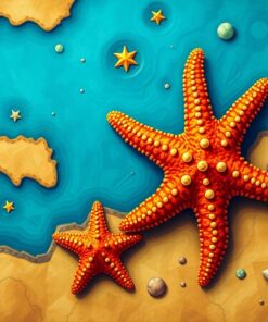 Realistic Pirate Map Starfish Paint By Numbers