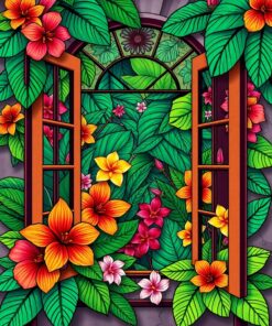 Floral Window Paint Numbers
