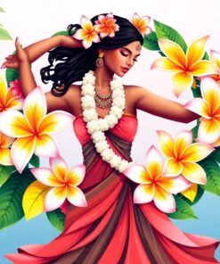 Realistic Plumeria Dancer Wreath Paint By Numbers
