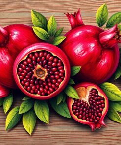 Realistic Pomegranates On Teak Paint By Numbers