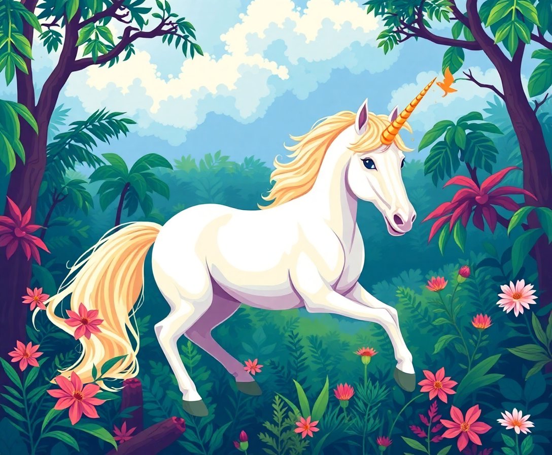 Realistic Rainforest Unicorn Discovery Paint By Numbers Kit completed