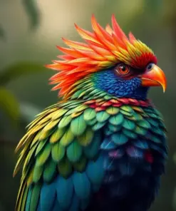 Realistic Resplendent Quetzal Portrait paint by numbers