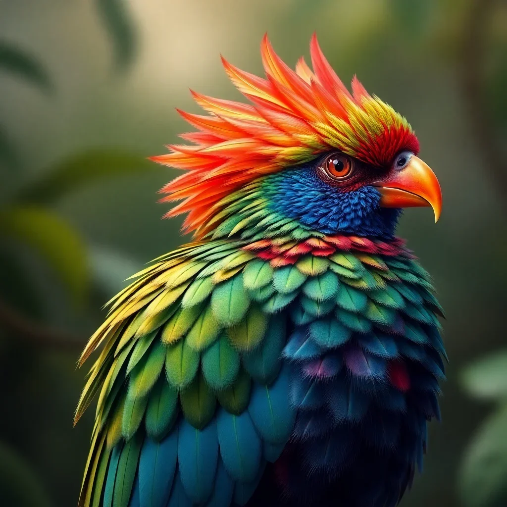 completed artwork display Realistic Resplendent Quetzal Portrait paint by numbers