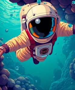 Realistic Retro Aquanaut Descent Paint By Numbers