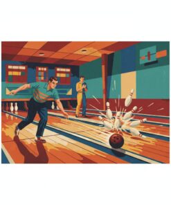 Realistic Retro Bowling Action Paint By Numbers
