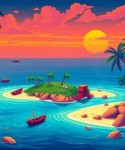 Realistic Retro Island Gaming Paint By Numbers