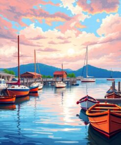 Realistic Retro Island Mooring Paint By Numbers