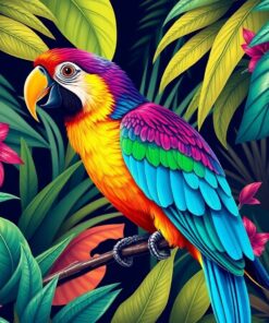 Realistic Retro Jungle Bird Paint By Numbers