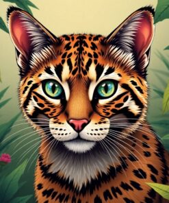 Realistic Retro Jungle Cat Paint By Numbers
