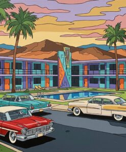 Realistic Retro Motor Court Paint By Numbers