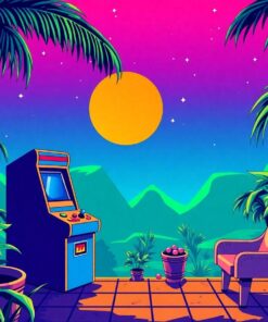 Realistic Retro Palm Arcade Paint By Numbers