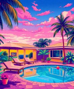 Realistic Retro Palm Retreat Paint By Numbers